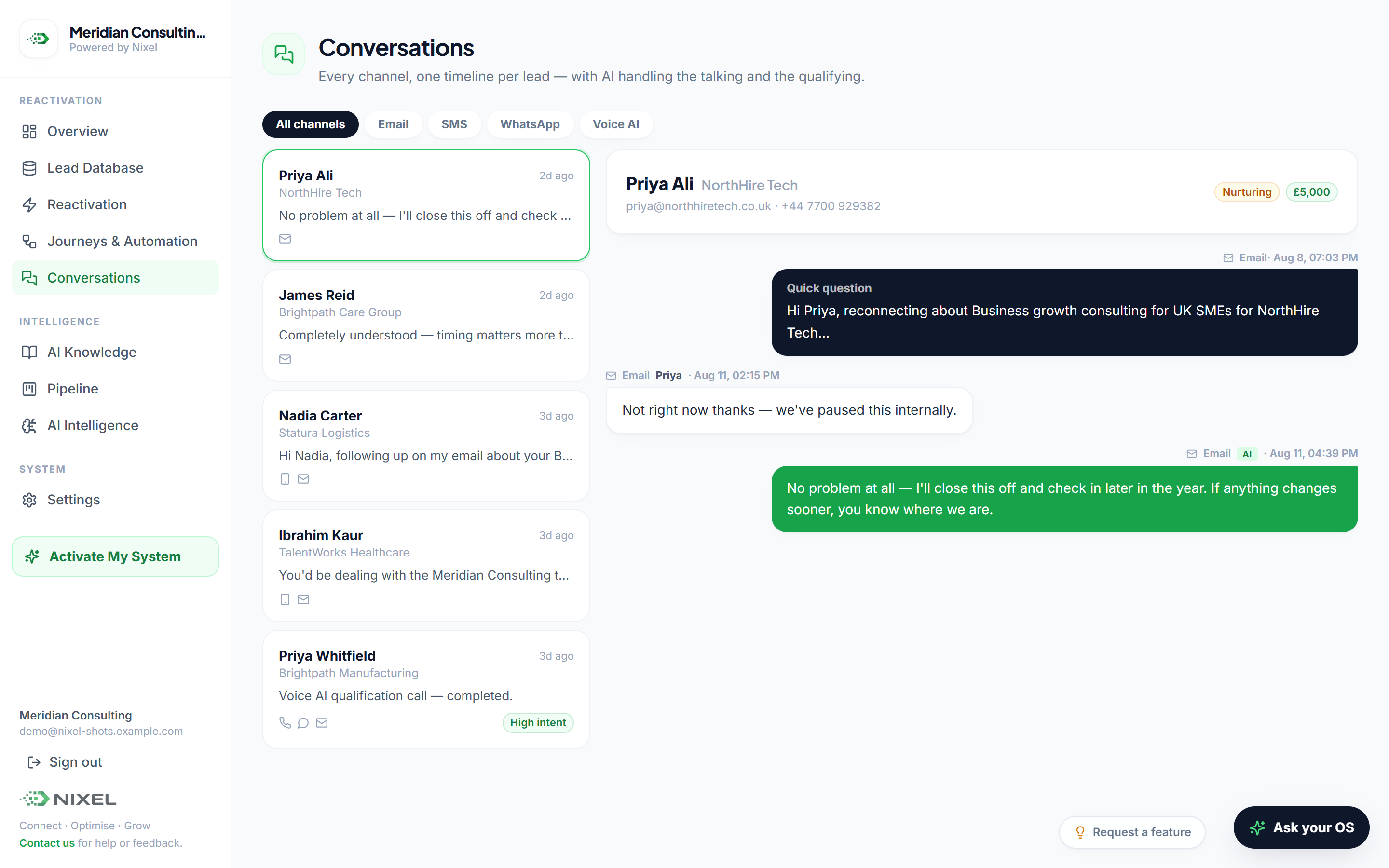 Conversations — AI outreach and replies across channels