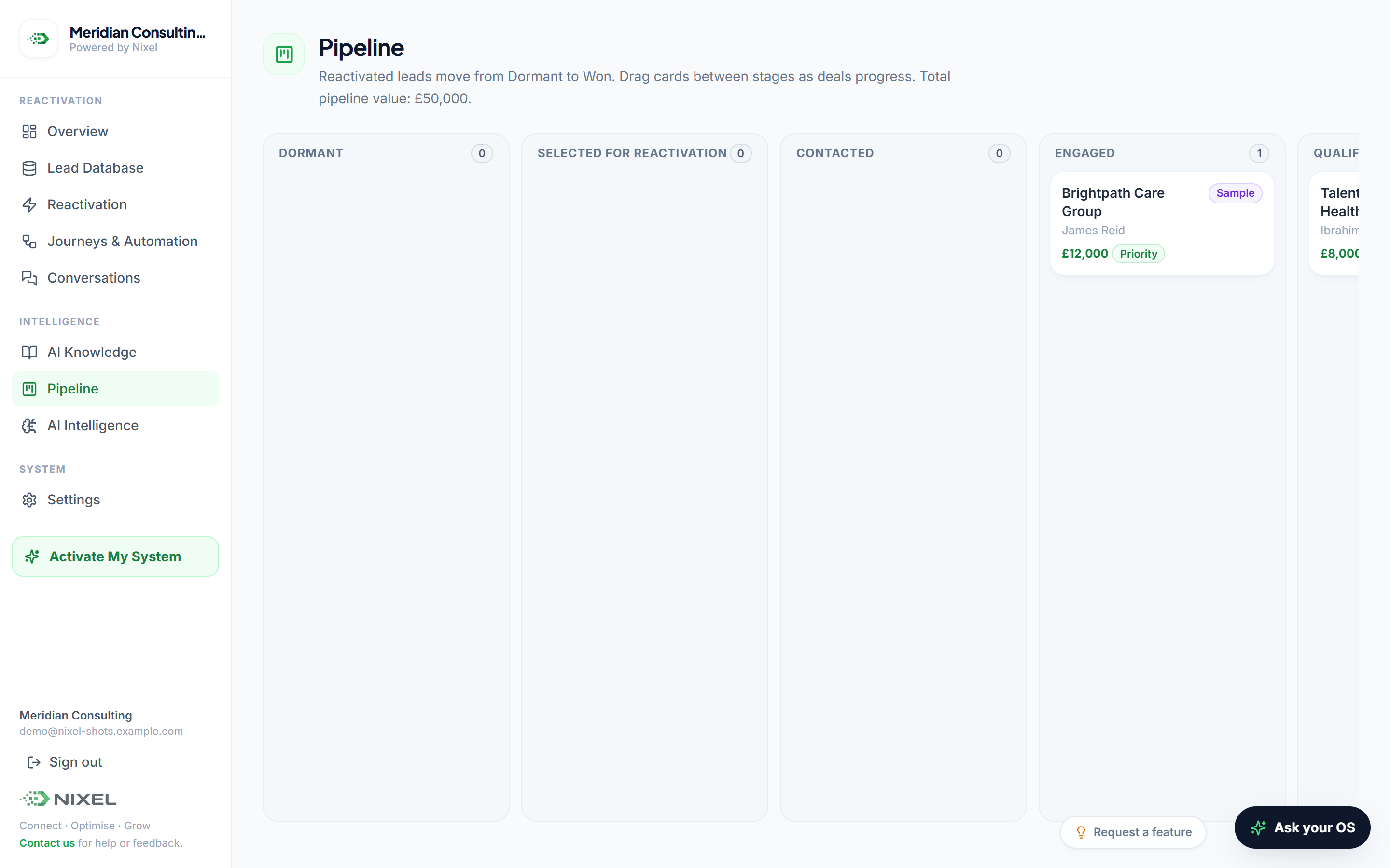 Pipeline — recovered opportunities, visible on the board