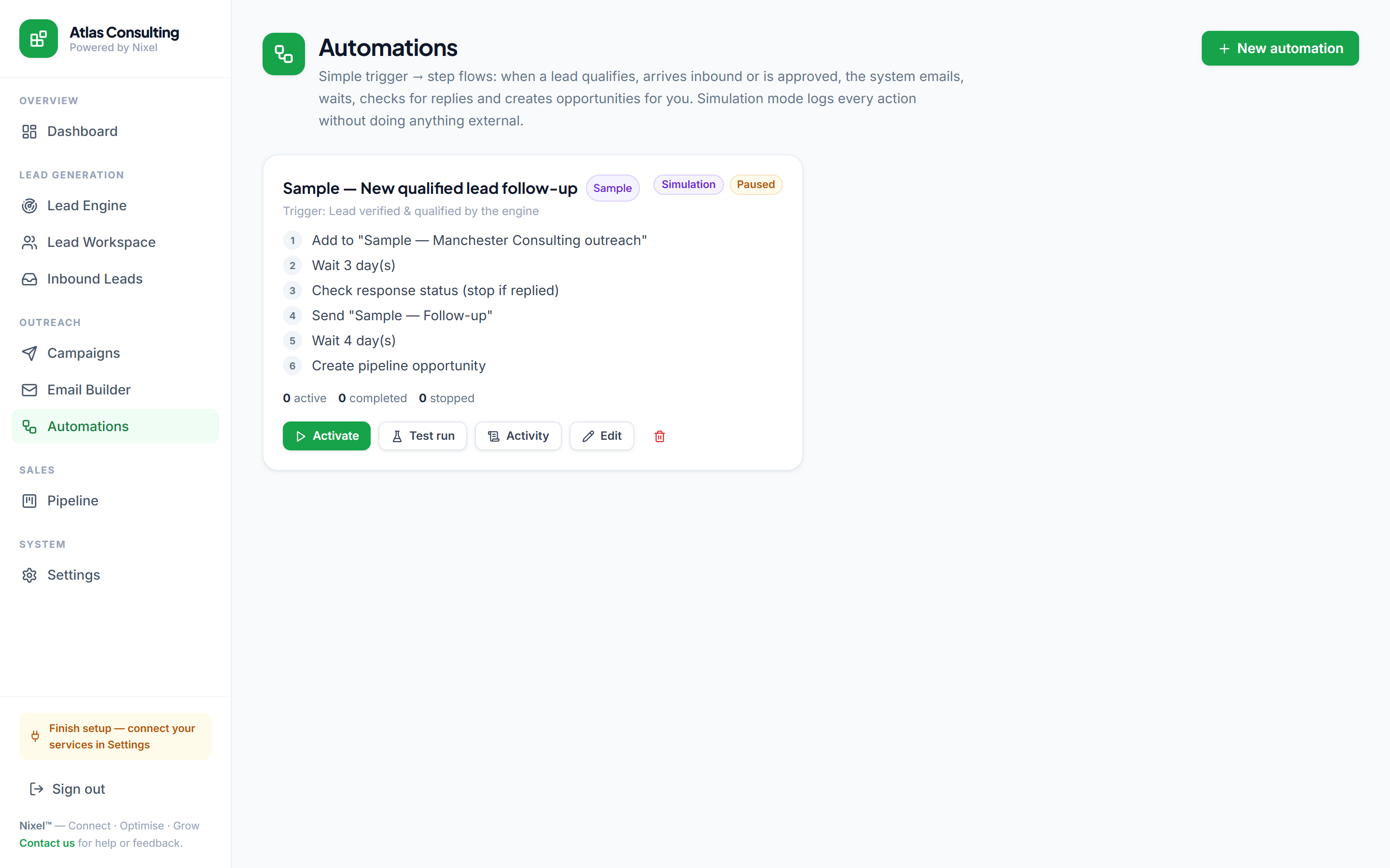 Automations — follow-ups that run themselves